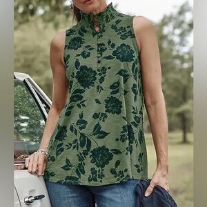 J.Jill Smocked Neck Sleeveless Top - Medium